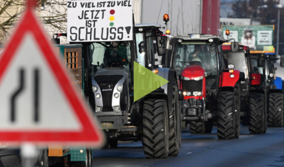 Տեսանյութ.Տրակտորներով բունտը տարածվել է ողջ Գերմանիայում, հարևան երկրների ֆերմերները նույնպես միացել են ցույցերին և ճանապարհների շրջափակմանը
